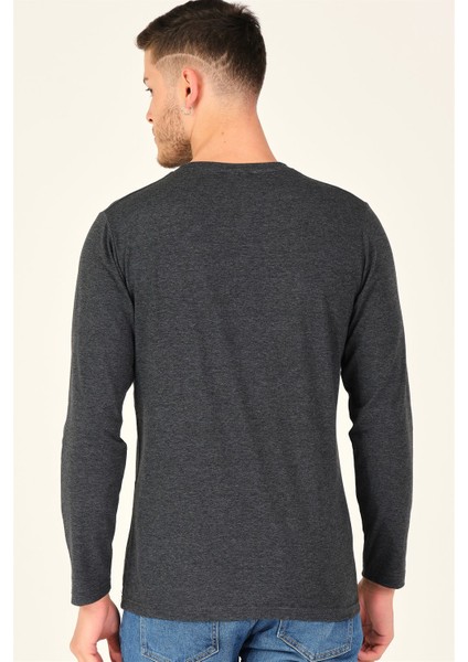 T8587 DEWBERRY V YAKA ERKEK UZUN KOL T-SHIRT-KOYU ANTRASİT fiyatları