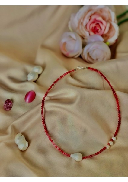 Barok Inci ve Kırmızı Jade Kadın Kolye fiyatları