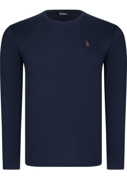 T8588 Dewberry Bisiklet Yaka Erkek -Düz Lacivert