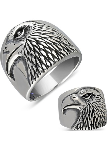 925 Ayar Gümüş Kartal Desenli Erkek Yüzük fiyatları