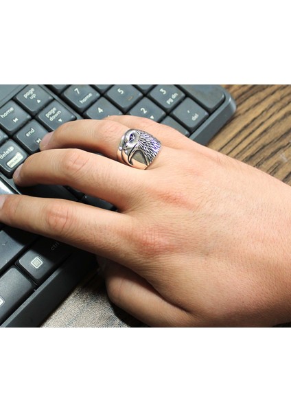 925 Ayar Gümüş Kartal Desenli Erkek Yüzük fırsatları