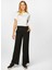 Geniş Paça Cepli Siyah Kadın Pantolon 2