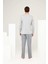 Erkek Gri Melanj Yuvarlak Yaka Pijama Takımı 3