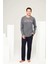 Erkek Antrasit Melanj Yuvarlak Yaka Pijama Takımı 1