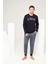 Erkek Lacivert Yuvarlak Yaka Pijama Takımı 1