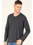 T8587 DEWBERRY V YAKA ERKEK UZUN KOL T-SHIRT-KOYU ANTRASİT 3
