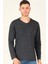 T8587 DEWBERRY V YAKA ERKEK UZUN KOL T-SHIRT-KOYU ANTRASİT 4