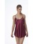 Bordo Saten Gecelik 1