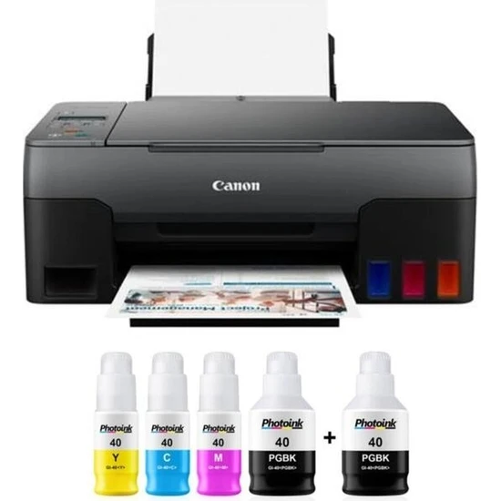 Canon Pıxma G2420 Tanklı Yazıcı Tarayıcı Fotokopi USB A4 +Ink Bk