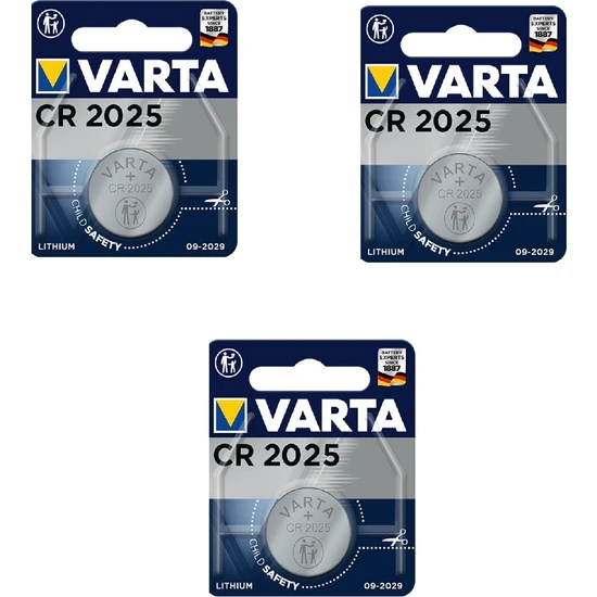 Varta CR-2025 Yassı Pil Elektronik 3'lü