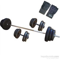 Delta 46 Kg Vinyl Plaka & 120 Cm Düz Bar & 45 Cm Bar & Gees Ağırlık Eldiveni Seti - Str 719