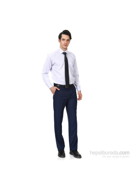 Erkek Mavi Klasik Kesim Cepli Kumaş Pantolon