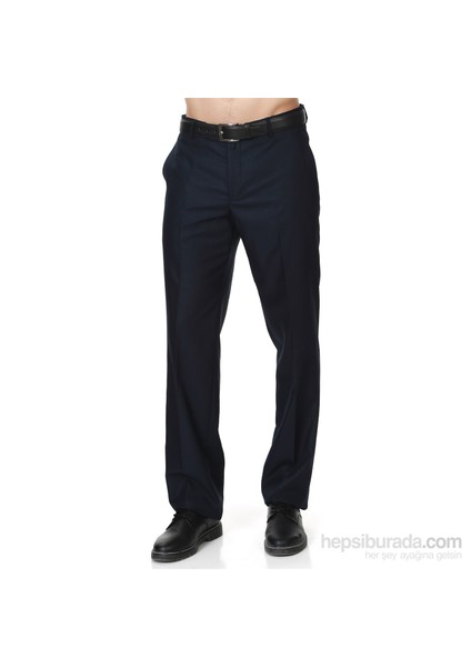 Erkek Lacivert Klasik Kesim Cepli Kumaş Pantolon