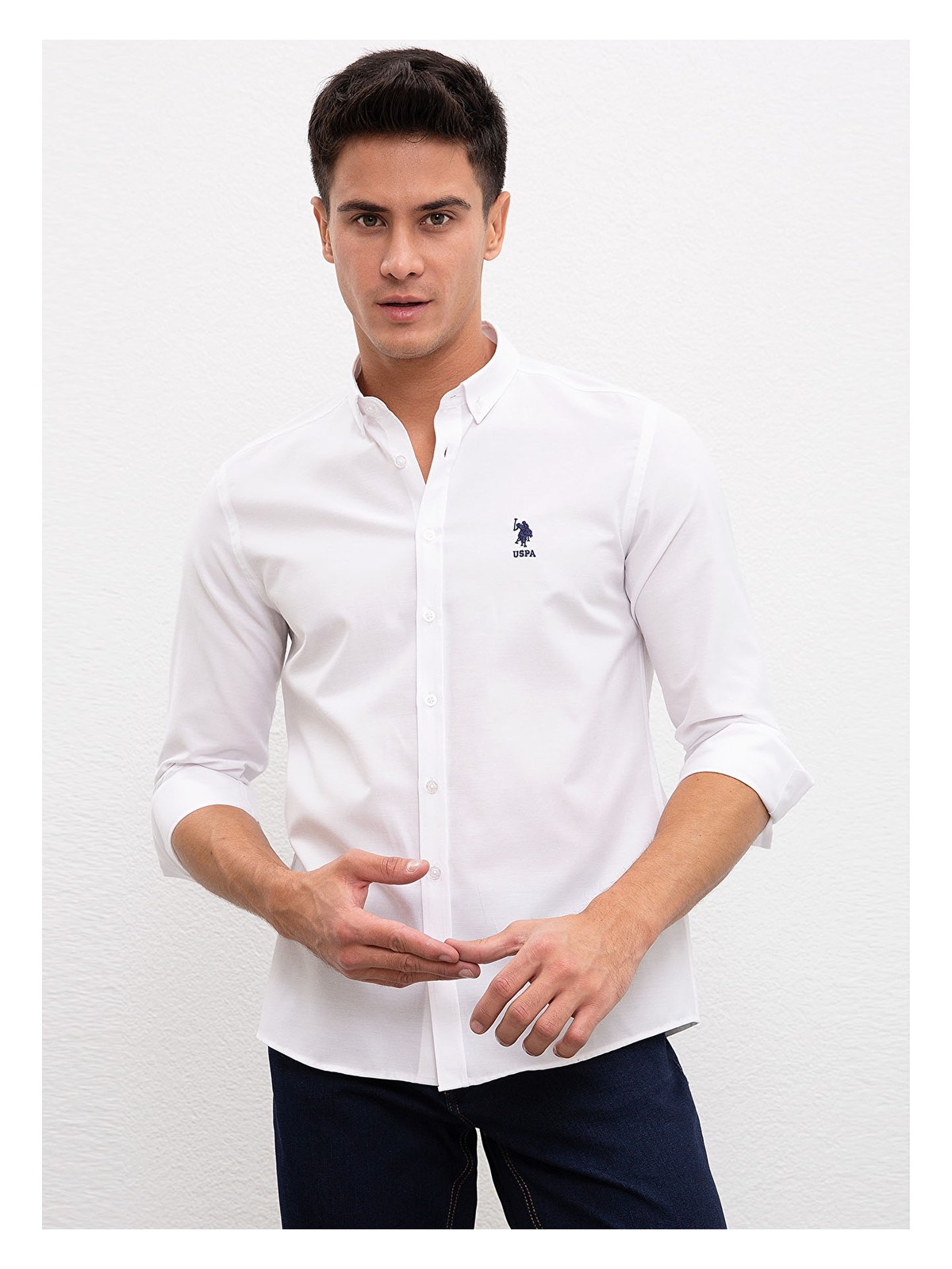 U.S. Polo Assn. Slim Fit Beyaz Erkek Gömlek