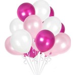 Bal10 Dünyası Fuşya Pembe - Rose Gold - Metalik Beyaz Karışık Metalik Balon 10 Adet