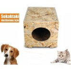 Apak Ahşap Kedi Evi Doğal OSB Materyal 43 cm Derinlik 30 cm En Yükseklik 30 cm Kullanım Alanı
