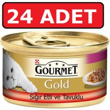 Purina Gourmet Gold Sığır Etli Tavuklu Yetişkin Kedi Konservesi 85 Gram x 24'lü