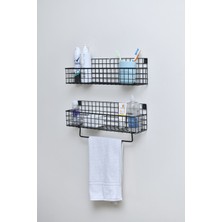 Wess Dizayn Metal Mutfak Banyo Duvar Havluluk Rafı 2’li Set WD239