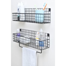 Wess Dizayn Metal Mutfak Banyo Duvar Havluluk Rafı 2’li Set WD239