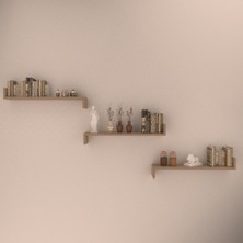 Rafkestir 3 Lü Teno Duvar Rafı Cappicino