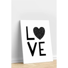 MarkaEv Siyah Beyaz Love Kanvas Çocuk Tablo