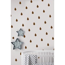 Lizpo Decor Yağmur Damlası Duvar Sticker Bebek Çocuk Odası Dekoratif Çıkartma Kahverengi Sticker, 3X5CM 100 Adt