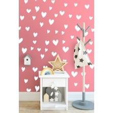 Lizpo Decor Kalp Yağmuru Duvar Sticker Bebek Çocuk Odası Dekoratif Beyaz Çıkartma Sticker, 3-4-5cm 140 Adt