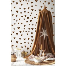 Lizpo Decor Kalp Yağmuru Duvar Sticker Bebek Çocuk Odası Dekoratif Kahverengi Çıkartma Sticker, 3-4-5cm 140 Adt