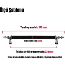 BADEM10 Ovacık (224 mm - 22.4 cm) Mat Siyah Metal Mobilya Mutfak Çekmece Dolap Kapak Kulpu Kulbu Kulpları