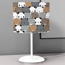 instababyrooms Kahverengi Mutlu Ayı Desenli Çocuk Odası Dijital Baskılı Çocuk Odası Masaüstü Abajur Avize