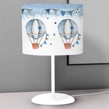 instababyrooms Beyaz Mavi Balon Desenli Çocuk Odası Dijital Baskılı Çocuk Odası Masaüstü Abajur Avize