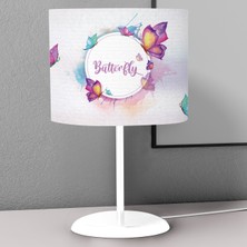 instababyrooms Tozpembe Kelebek Desenli Çocuk Odası Dijital Baskılı Çocuk Odası Masaüstü Abajur Avize