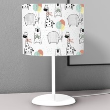 instababyrooms Zürafa Balon Desenli Çocuk Odası Dijital Baskılı Çocuk Odası Masaüstü Abajur Avize