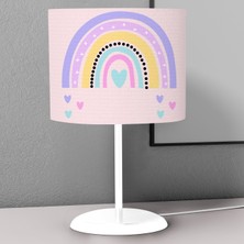 instababyrooms Kalpli Gökkuşağı Desenli Çocuk Odası Dijital Baskılı Çocuk Odası Masaüstü Abajur Avize