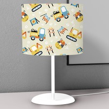 instababyrooms Inşaat Arabalar Desenli Çocuk Odası Dijital Baskılı Çocuk Odası Masaüstü Abajur Avize