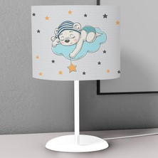instababyrooms Ayda Uyuyan Ayı Desenli Çocuk Odası Dijital Baskılı Çocuk Odası Masaüstü Abajur Avize
