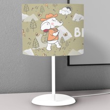 instababyrooms Yeşil Cesur Fil  Desenli Çocuk Odası Dijital Baskılı Çocuk Odası Masaüstü Abajur Avize