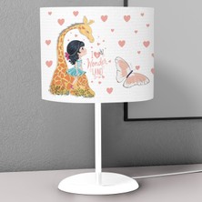 instababyrooms Zürafa Kelebek  Desenli Çocuk Odası Dijital Baskılı Çocuk Odası Masaüstü Abajur Avize