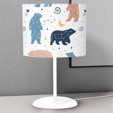 instababyrooms Kutup Ayısı Yıldız Desenli Çocuk Odası Dijital Baskılı Çocuk Odası Masaüstü Abajur Avize