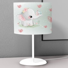 instababyrooms Su Yeşili Fil  Desenli Çocuk Odası Dijital Baskılı Çocuk Odası Masaüstü Abajur Avize