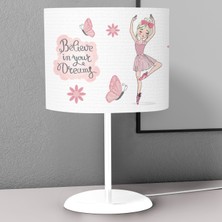 instababyrooms Açık Pembe Balerin Kız Desenli Çocuk Odası Dijital Baskılı Çocuk Odası Masaüstü Abajur Avize