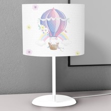 instababyrooms Beyaz Balon Gökkuşağı Desenli Çocuk Odası Dijital Baskılı Çocuk Odası Masaüstü Abajur Avize