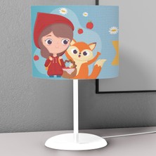 instababyrooms Şapkalı Kız ve Tilki Desenli Çocuk Odası Dijital Baskılı Çocuk Odası Masaüstü Abajur Avize