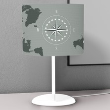 instababyrooms Açık Yeşil Pusula Desenli Çocuk Odası Dijital Baskılı Çocuk Odası Masaüstü Abajur Avize