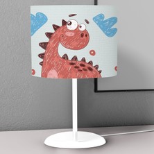 instababyrooms Kırmızı Sevimli Dinazor Desenli Çocuk Odası Dijital Baskılı Çocuk Odası Masaüstü Abajur Avize