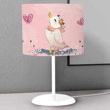 instababyrooms Pembe Ördek ve Çiçek Desenli Çocuk Odası Dijital Baskılı Çocuk Odası Masaüstü Abajur Avize