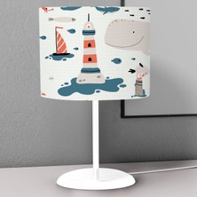 instababyrooms Balina ve Ev  Desenli Çocuk Odası Dijital Baskılı Çocuk Odası Masaüstü Abajur Avize