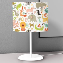 instababyrooms Alfabe ve Hayvan Desenli Çocuk Odası Dijital Baskılı Çocuk Odası Masaüstü Abajur Avize