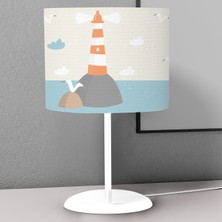 instababyrooms Deniz Feneri ve Martı Desenli Çocuk Odası Dijital Baskılı Çocuk Odası Masaüstü Abajur Avize