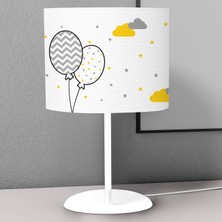 instababyrooms Balon ve Sarı Bulut Desenli Çocuk Odası Dijital Baskılı Çocuk Odası Masaüstü Abajur Avize